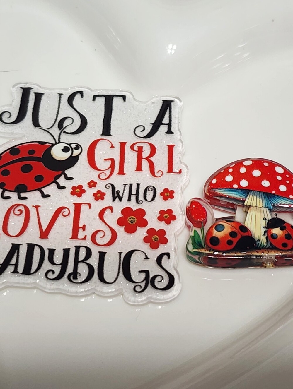 Ladybug Flatback Focal Bead Badge Keychain Crafts Beaded Pen Magnet Jewelry